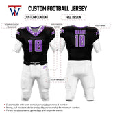 Custom Purple-Black American Football Jersey & White Integrated Pants